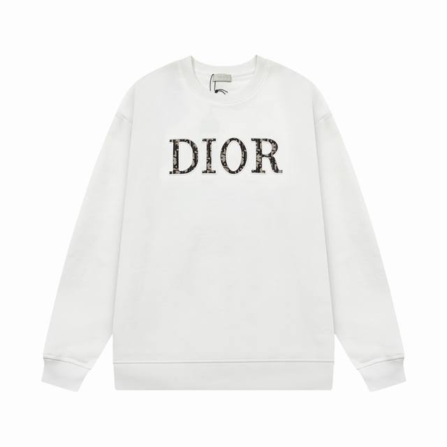 Dior 迪奥 提花贴布logo凹凸压花 原版面料 官方同款 400克 圆领卫衣 同缸染面料 手感非常舒服 超级百搭好看 个性复古气质 男女都非常合适 吊牌 领