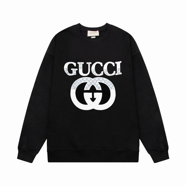 Gucci 古驰 拼色双g Logo字母印花 原版面料 官方同款 400克 圆领卫衣 同缸染面料 手感非常舒服 超级百搭好看 个性复古气质 男女都非常合适 吊牌