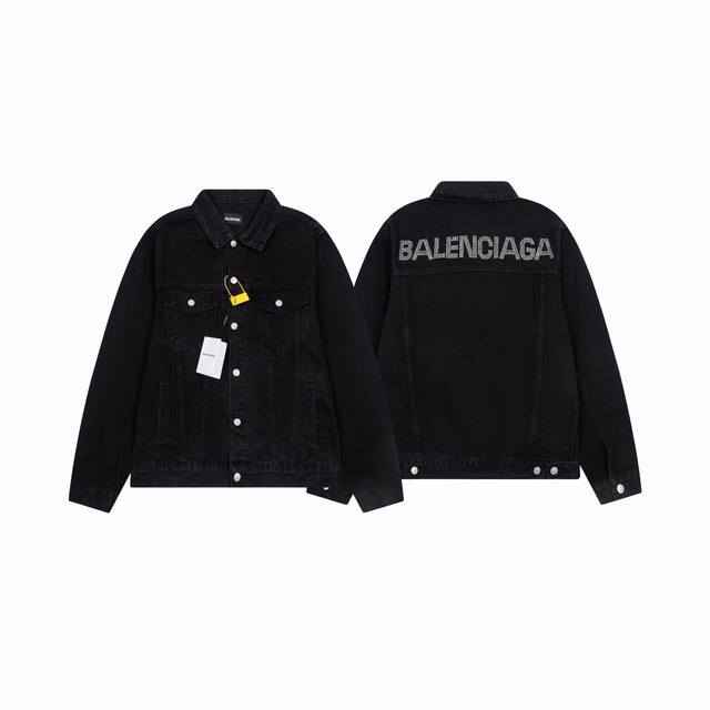 款号：Y862 Balenciaga 巴黎世家水钻大字母牛仔夹克外套 情侣款 原版购入，正确定位弧度水钻，高版本随意对比水洗不掉钻，区别市面普通版本 吊牌 吊粒