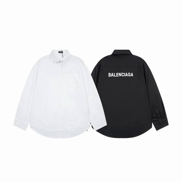 款号：Y690 Balenciaga巴黎世家blcg 23Ss 后背字母印花长袖衬衫 订织高密度纯棉府绸面料160目高密度网版，五种颜色浆料层层而成，缺一不可，