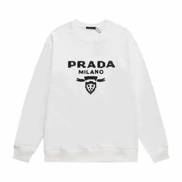 新款上新 Prada 普拉达 印花工艺 经典复古 升级，灵感源自八十年代复古 原版面料 官方同款 圆领卫衣 定制 同缸染面料 手感非常舒服 春夏最新砖柜同步 时