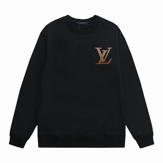 新款上新 路易威登 Lv Louis Vuitton 路易威登 植绒工艺 Logo标识精致升级，灵感源自八十年代复古 原版面料 官方同款 圆领卫衣 同缸染面料