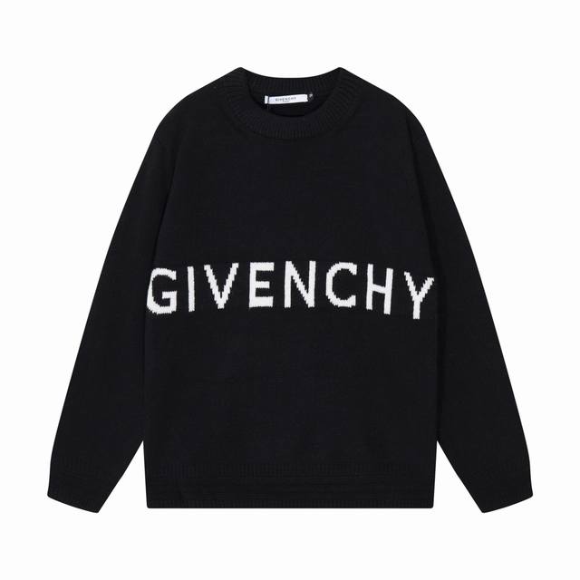 纪梵希 Givenchy 经典四方格圆领羊毛针织毛衣 颜色：黑色 码数：S M L Xl Xxl