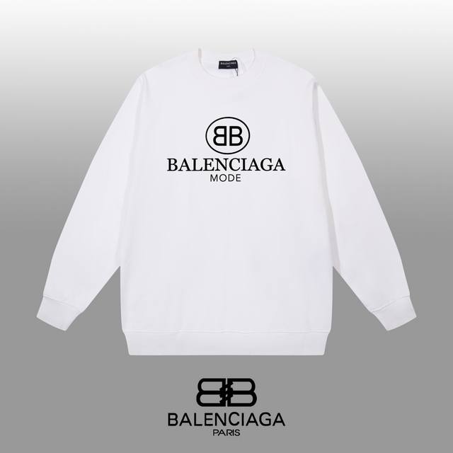 Balenciaga 巴黎世家 24Ss 经典圆领卫衣 1:1对版定制面料420克大毛圈高克重百分百纯棉 双针车线跨缝工艺 配套同缸1X1紧密高克重螺纹 螺纹