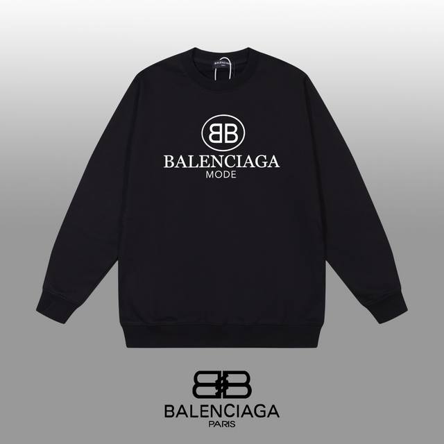 Balenciaga 巴黎世家 24Ss 经典圆领卫衣 1:1对版定制面料420克大毛圈高克重百分百纯棉 双针车线跨缝工艺 配套同缸1X1紧密高克重螺纹 螺纹