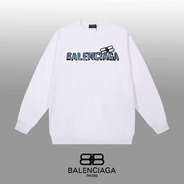 Balenciaga 巴黎世家 24Ss 经典圆领卫衣 1:1对版定制面料420克大毛圈高克重百分百纯棉 双针车线跨缝工艺 配套同缸1X1紧密高克重螺纹 螺纹