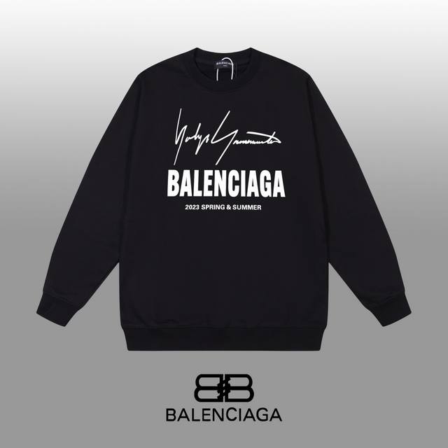 Balenciaga 巴黎世家 24Ss 经典圆领卫衣 1:1对版定制面料420克大毛圈高克重百分百纯棉 双针车线跨缝工艺 配套同缸1X1紧密高克重螺纹 螺纹