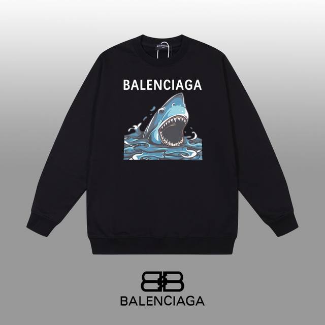 Balenciaga 巴黎世家 24Ss 经典圆领卫衣 1:1对版定制面料420克大毛圈高克重百分百纯棉 双针车线跨缝工艺 配套同缸1X1紧密高克重螺纹 螺纹