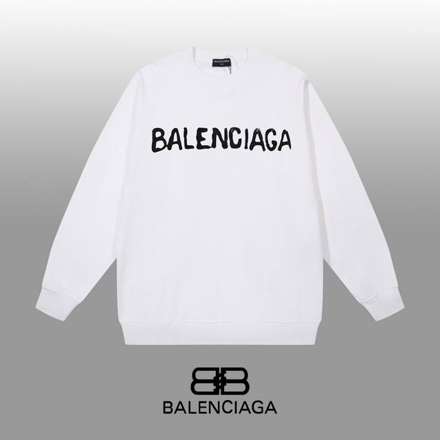 Balenciaga 巴黎世家 24Ss 经典圆领卫衣 1:1对版定制面料420克大毛圈高克重百分百纯棉 双针车线跨缝工艺 配套同缸1X1紧密高克重螺纹 螺纹