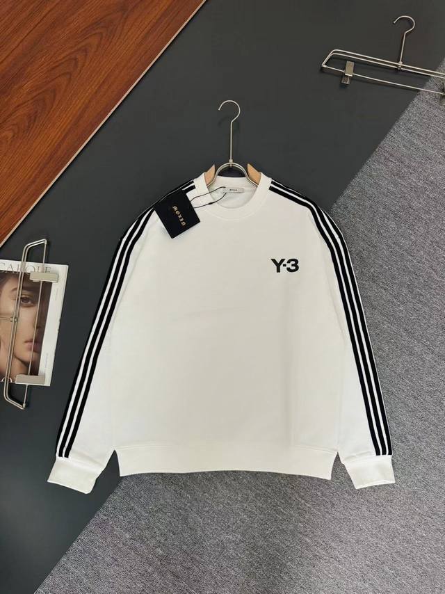 Y-3*山本耀司*秋冬最新款圆领时尚长袖卫衣，织带印花工艺logo设计，400克纯棉面料！贴肤舒适，耐看又好穿，原厂工艺一丝不苟，休闲百搭必备款 码数 M-3X