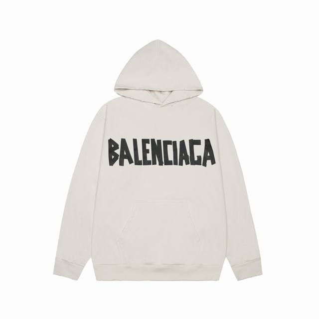 高品质 Balenciga 巴黎世家 磨破 美纹胶带连帽卫衣 采用磨破工艺 细节无法挑剔，极具档次感与奢华辨识度！三标齐全 版型属于休闲宽松小落肩的版型裁剪。