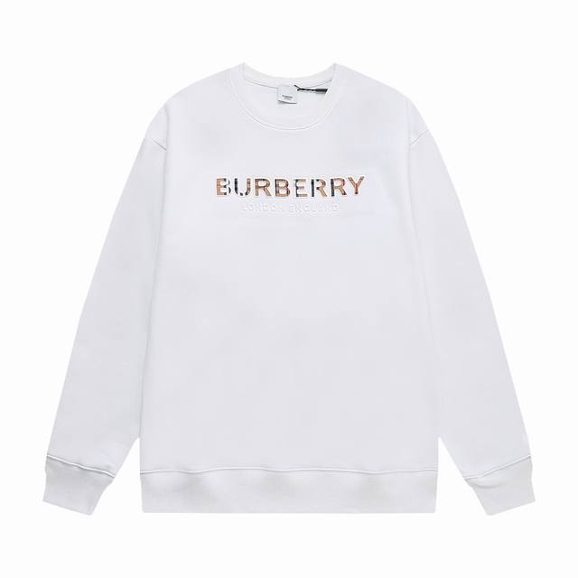 新款上新 巴宝莉 Burberry Burberry 巴宝莉 凹凸字母压花 大logo经典精致升级，灵感源自八十年代复古 原版面料 官方同款 圆领卫衣 定制42