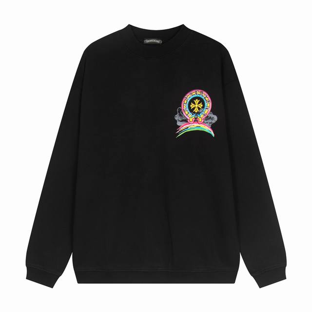 高品质 Chrome Hearts 克罗心 最新基础圆领卫衣，纯棉柔软420G毛圈面料， 印花 Os偏大版型，颜色:黑 白 码数 S M L Xl