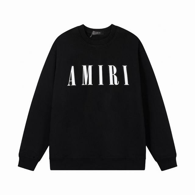 Amiri 经典字母印花logo 款纯棉毛圈 圆领卫衣 颜色：杏色 白色 黑色 码数：S M L Xl