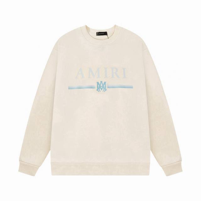 Amiri 经典logo 渐变线条 纯棉毛圈 圆领卫衣 颜色：杏色 白色 黑色 码数：S M L Xl