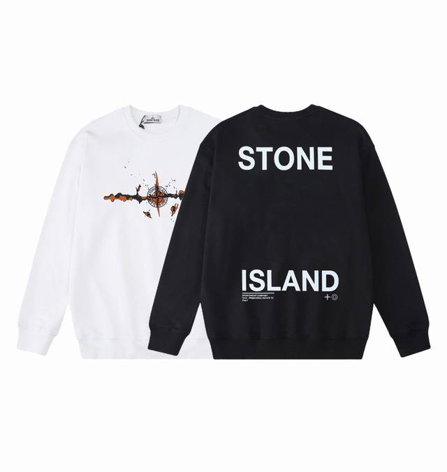 Stone Island 石头岛铁锈罗盘logo印花圆领长袖卫衣！ 百搭情侣款打底圆领卫衣！简约袖章设计，定制1*1螺纹 质感细腻 ，400克双股大毛圈面料，品