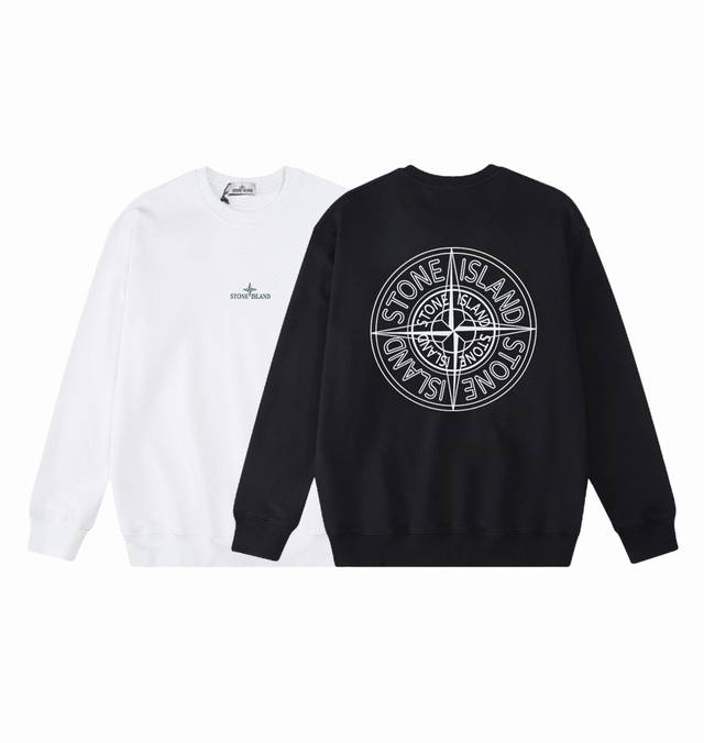 Stone Island 石头岛经典大罗盘logo印花圆领长袖卫衣！ 百搭情侣款打底圆领卫衣！定制1*1螺纹 质感细腻 ，400克双股大毛圈面料，品质非常不错，