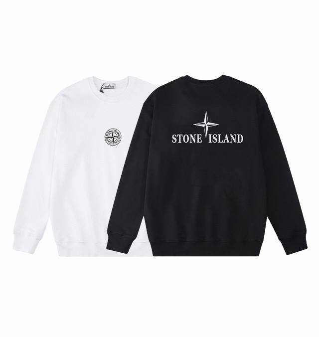 Stone Island 石头岛经典前后罗盘logo印花圆领长袖卫衣！ 百搭情侣款打底圆领卫衣！简约袖章设计，定制1*1螺纹 质感细腻 400克双股大毛圈面料，