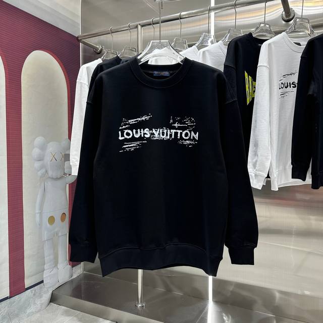 Lv 2024 秋冬新款 个性印花圆领卫衣 男女同款 S M L Xl Xxl 五个码 黑色 白色