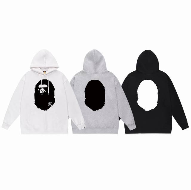 Dw 顶级版本 Bape 大猿人头双面图案印花连帽卫衣 采用380克大毛圈430克银狐绒 落肩大版型 面料 质感柔软不起球 进口环保印花胶浆 图案鲜明立体 品质