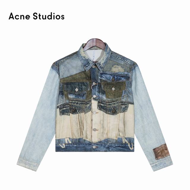 原版 款号：As021 上新 Acne Stadio｜艾克妮 24Fw 数码直喷3D错位拼接单依纯水洗撞色牛仔夹克外套 Acne Studios是一家做牛仔起家