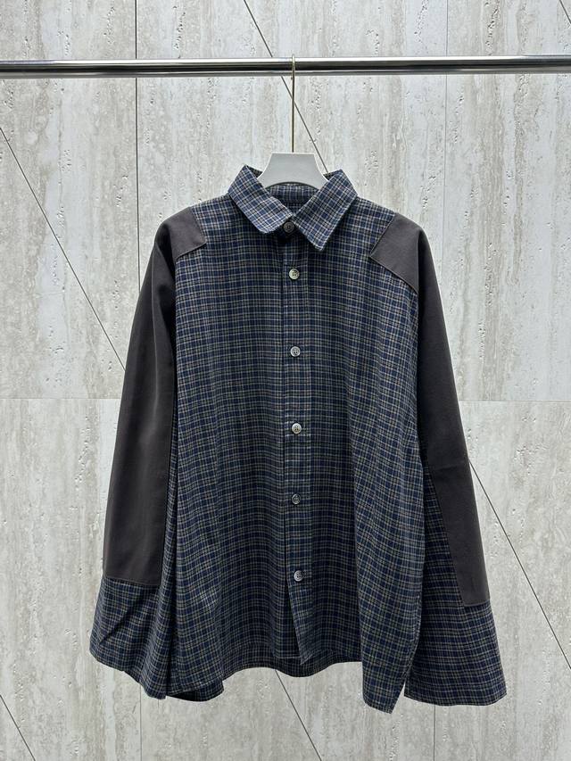 Acne24Fw格纹撞色补丁拼接袖长袖衬衫 Size：S M L