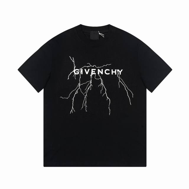 Givenchy#纪梵希反光闪电印花短袖t恤，官方原版，定制giv全棉双纱面料，手感松软细腻扎实，舒适透气不易变形，螺纹采用定织定染无色差，Os宽松落肩版型，男