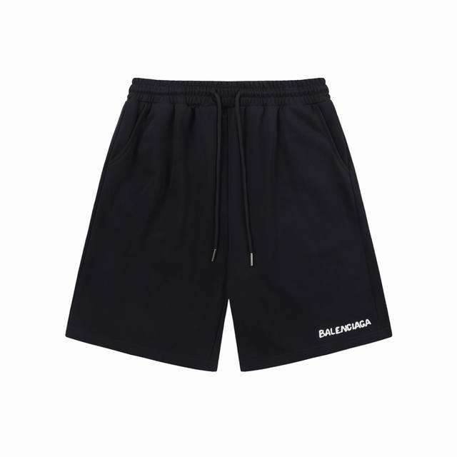 齐码！隔天出货！ Balenciaga 巴黎世家 2024夏季新款 定制毛圈面料 夜光字母logo 后口袋 男女同款 休闲短裤 颜色：黑 码数：Xs-L