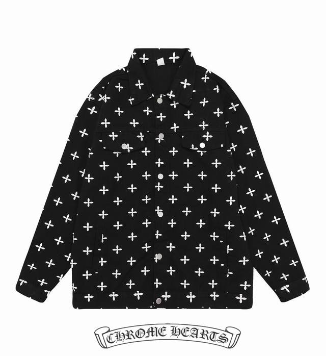 高版本Chrome Hearts 克罗心 满印十字牛仔外套，男女同款。整件衣服采用满印十字设计，手感舒适，质感一流，非常正的颜色 面料的纹路非常清晰，非常有质感