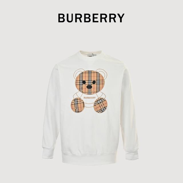 Burberry 巴宝莉 24SS 胸前刺绣小熊 圆领卫衣 420克重纯棉面料毛圈底定制32支2*2螺纹 成衣两遍水洗处理 面料舒适亲肤无异感 定制定染面料 纺