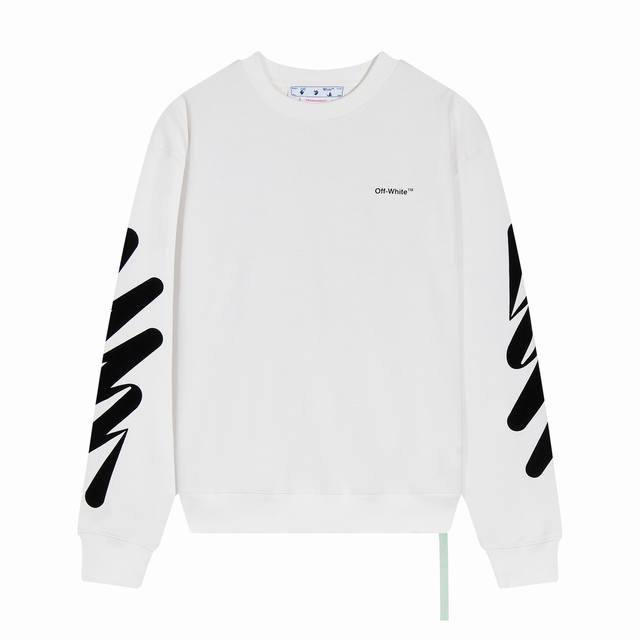 高版本OFF-WHITE C O VIRGIL ABLOH 斑马线涂鸦印花圆领卫衣，男女同款，经久不息的爆款。采用420g高克重纯棉毛圈面料，德国进口机器高清数