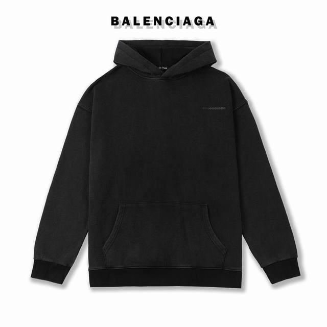 高版本BALENCIAGA 巴黎世家 重磅胶带字母水洗连帽卫衣，男女同款。胶带水洗做旧 这件真是太帅气了 今年新款巴黎世家印花 胶带遮挡！贼有感觉！全身成衣二次