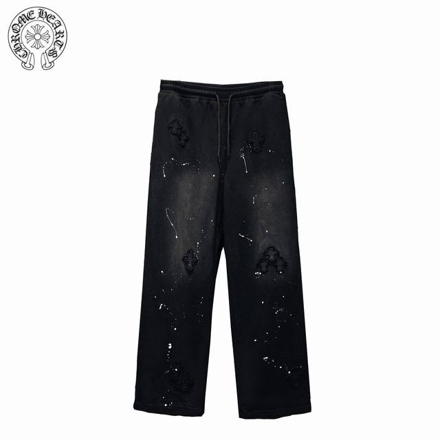 Chrome Hearts 克罗心 24ss 星空贴布图案阔腿长裤 100%棉 采用订色订染毛圈纯棉卫衣面，420g双股双纱，手感舒适 进口针织针梳棉进行制作，