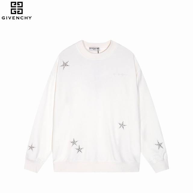 GIVENCHY 纪梵希24ss星星绣花圆领卫衣 - 采用满身五角星高密度刺+烫钻 圆领卫衣 不管是T桖还是卫衣都是每年的爆款单品 大面积印花采用大康丽数码印花