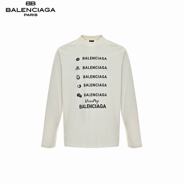 Balenciaga 巴黎世家 24Fw 支付方式印花长袖T恤 限定长袖300克重 区别市面低克重 os版型真的很迷人 巴黎世家也真的是绝绝子 每一季新品版型都