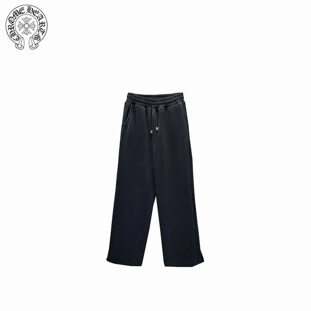 Chrome Hearts 克罗心 24ss 水洗做旧阔腿长裤 采用订色订染毛圈纯棉卫衣面，420g双股双纱，手感舒适 进口针织针梳棉进行制作，厚度适中，有垂感