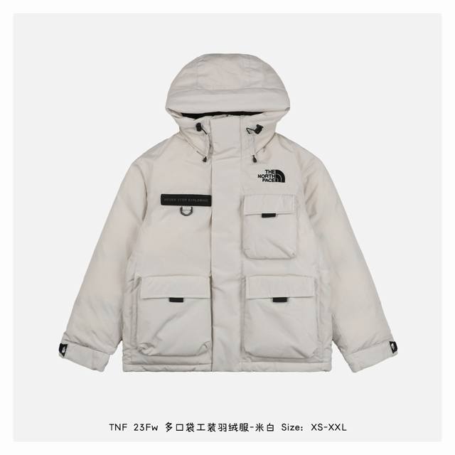 顶级版本 The North Face 北面 23Fw 多口袋工装羽绒服-米白 亚太黑标线，四袋工装风，RDS优质保暖羽绒，轻量化和保暖性得到提升，AIR DO