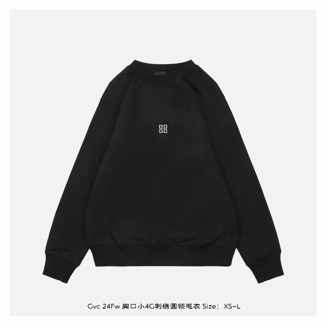 Givenchy 纪梵希 24Fw 胸口小4G刺绣圆领毛衣 采用混纺材质面料，柔顺保暖，抗起球性能好，采用进口无缝电脑横机全卷边编织，单件机编时间超过90分钟，