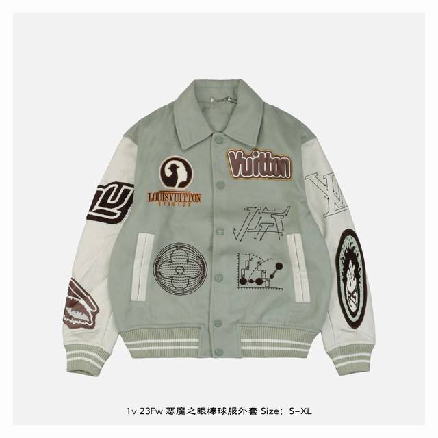 LV 23Fw 恶魔之眼棒球服外套 面料成分有65%的羊毛，15%天然丝，10%的氨纶，10%绒混合定织而成，总的克重有900多克，还有最为关键的是色牢度，牢固