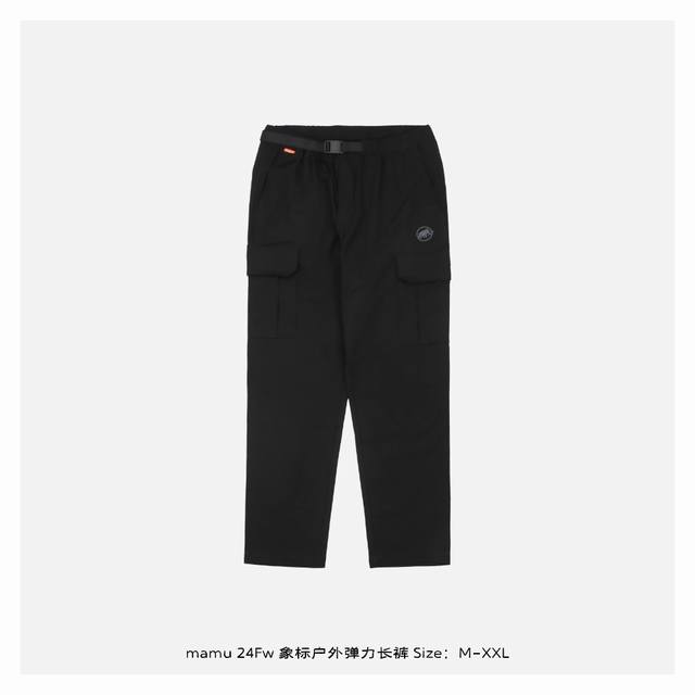 Mammut 猛犸象 24Fw 象标户外弹力长裤 一款采用弹性面料制成的兼具实用功能的，一体化皮带设计，方便舒适，休闲长裤，2个侧边口袋，弹力腰围，打造良好舒适