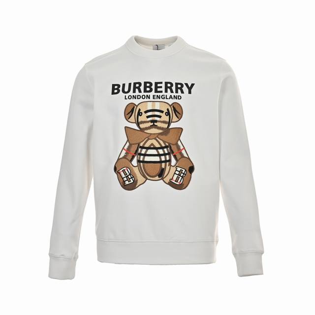 Burberry 巴宝莉 刺绣泰迪小熊圆领卫衣 清爽干净的棉质情侣款卫衣 实物很漂亮的颜色！给人很干净的高级感 胸前小熊刺绣图案设计 彰显大气奢华的气派，刺绣细