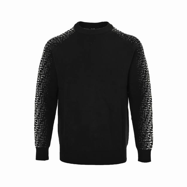 Fendi 芬迪 24Fw 手臂渐变FF提花针织毛衣 秋冬新款超精细毛衣 Size：M L XL 2XL 男女同款条毛线绣字母时尚圆领套头毛衣针织衫！贸易公司渠