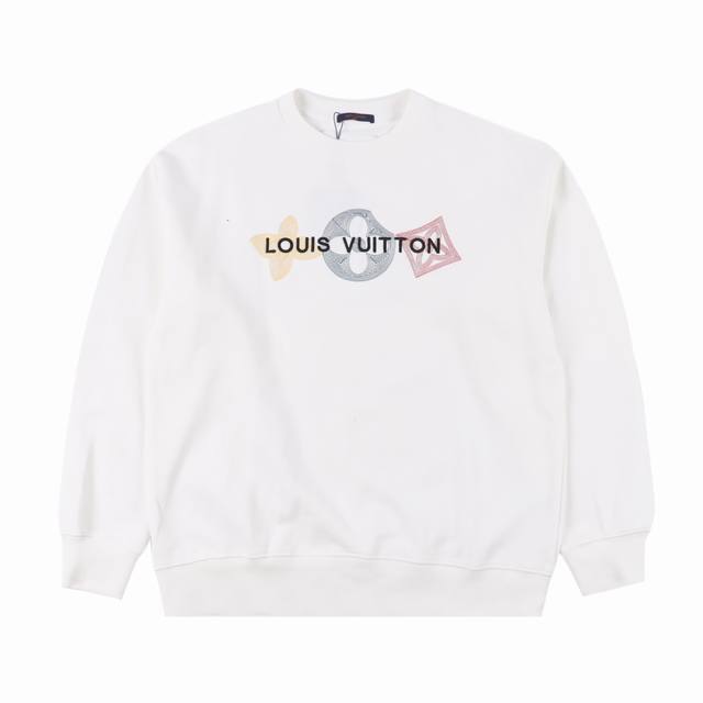 Louis Vuitton 路易威登 24Fw 经典刺绣四叶草logo圆领卫衣 420克重纯棉面料毛圈底定制32支2*2螺纹 成衣两遍水洗处理 面料舒适亲肤无异