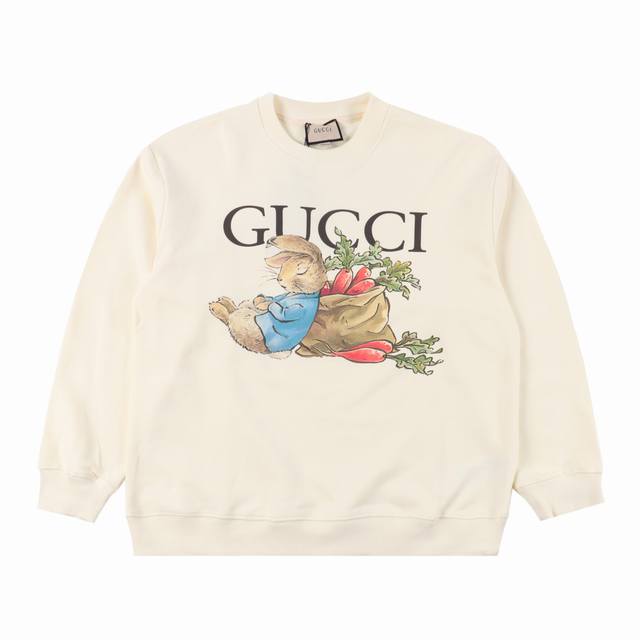 Gucci 古驰 24Fw 趣味卡通系列印花圆领卫衣 420克重纯棉面料毛圈底定制32支2*2螺纹 成衣两遍水洗处理 面料舒适亲肤无异感 定制定染面料 纺织密度