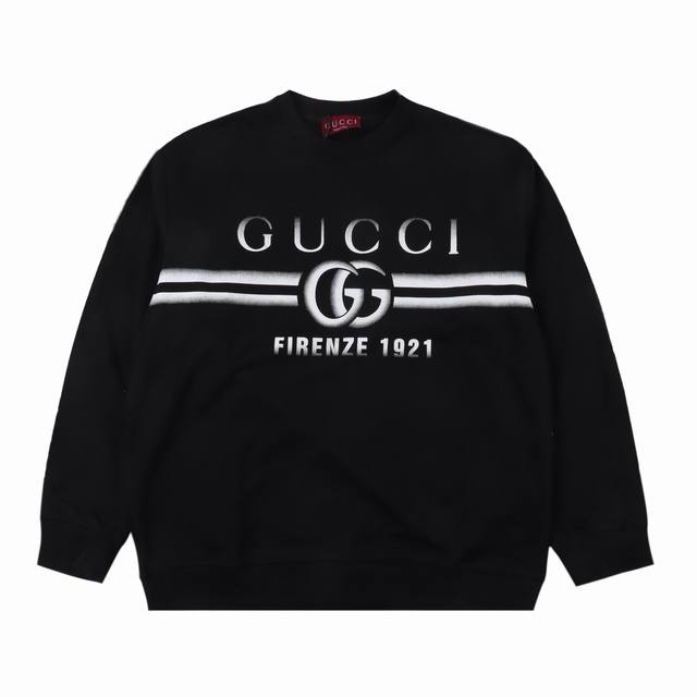 Gucci 古驰 24Fw 渐变双G腰带印花圆领卫衣 轻奢主义 男女日常通勤穿搭必备单品 正确版本 欢迎对比 详细特征 采用420克纯棉双纱鱼鳞毛圈面料 面部无