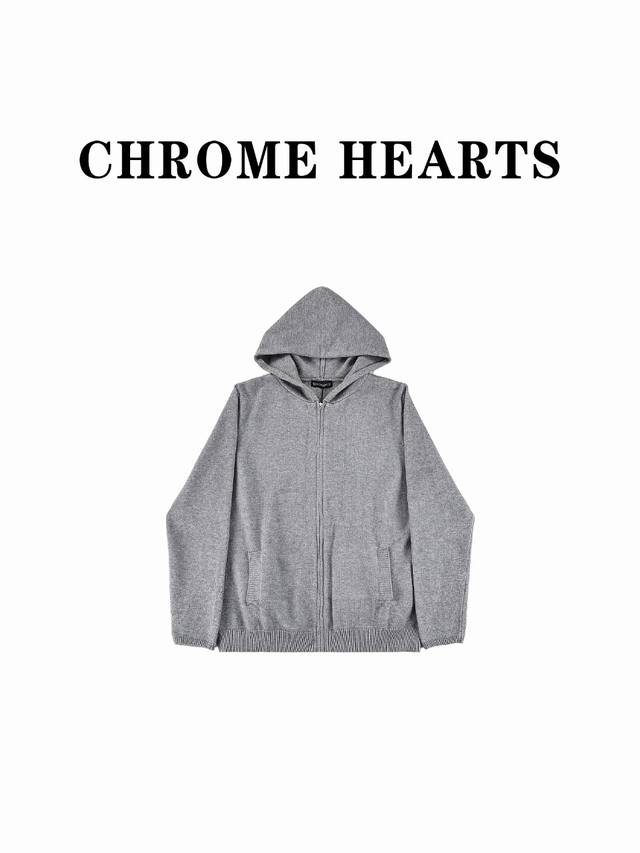 chrome hearts ch克罗心十字架经典款重工烫钻拉链衫针织毛衣连帽外套 衣柜里没有一件这样的外套冬天等于白过再也没这么百搭的外套了 如果你挑款挑累了就