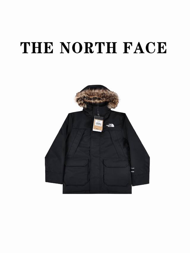 北面THE NORTH FACE 品牌Logo刺绣连帽毛领拉链羽绒服 儿童款 棕色 绿色