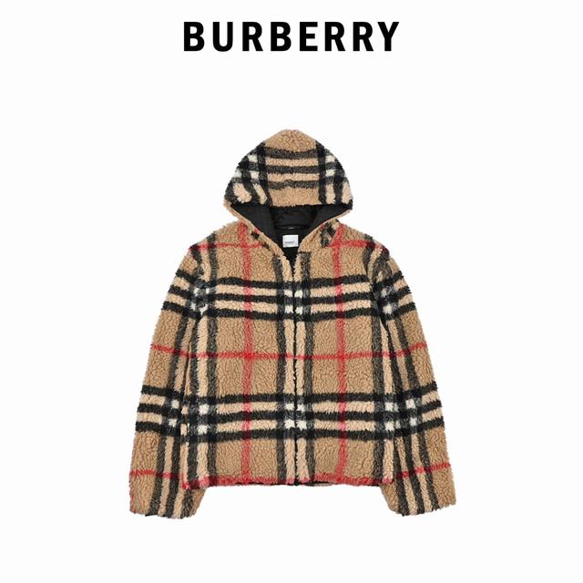 Burberry巴宝莉经典格纹羊羔绒外套 第一时间购入zp，此款羊羔绒采用百分之百尼龙材质跟足原zp，订织定染850克超厚加密绒面梭织布对板定染米黄色 ，提花布