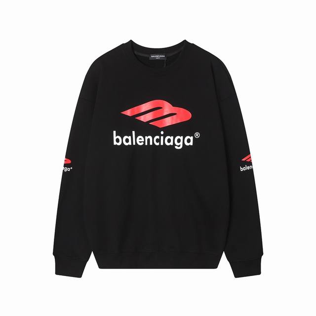 上新☆秋季促销 高品质 BALENCIAGA 巴黎世家秋冬新款前后印花圆领卫衣 采用420克双股纯棉毛线卫衣面料 OS落肩宽松版型 上身效果宽松休闲 三标齐全