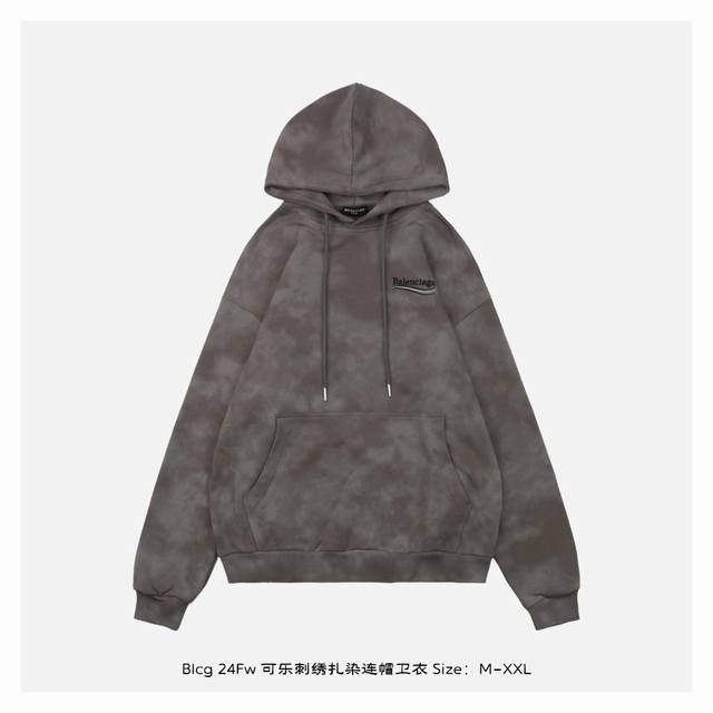 Balenciaga 巴黎世家 24Fw 可乐刺绣扎染连帽卫衣 面料采用420克重双股大毛圈面料，定制32支螺纹，成衣两遍水洗处理，面料舒适亲肤无异感，定制定染